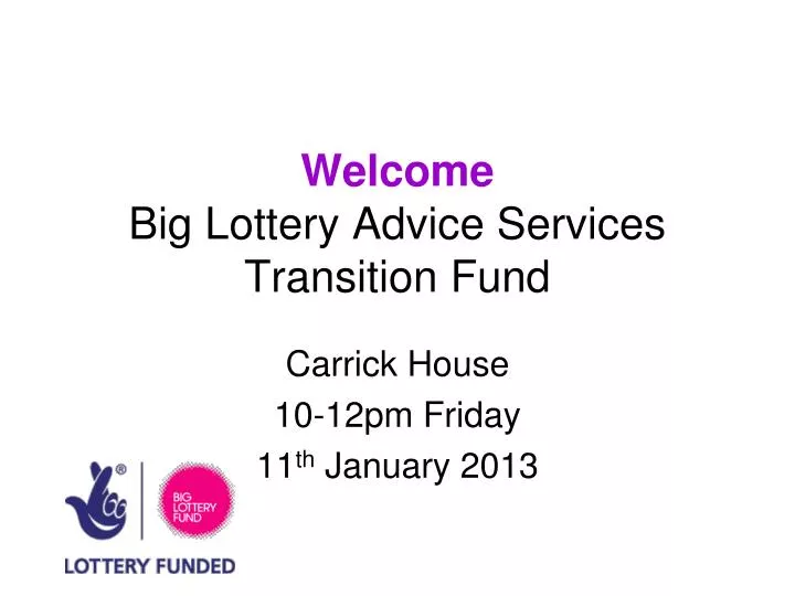 welcome big lottery advice services transition fund