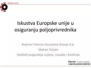 iskustva europske unije u osiguranju poljoprivrednika