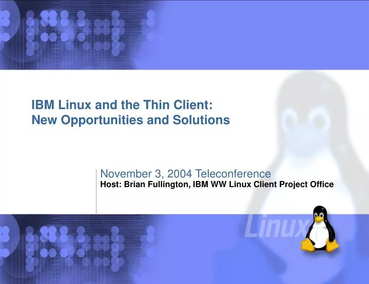 ibm linux and the thin client new opportunities and solutions