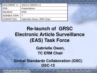 Re-launch of GRSC Electronic Article Surveillance (EAS) Task Force