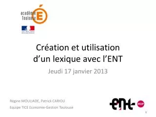 cr ation et utilisation d un lexique avec l ent