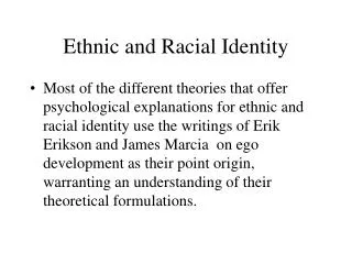 Ethnic and Racial Identity