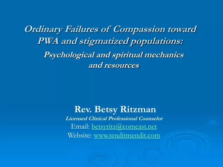 ordinary failures of compassion toward pwa and stigmatized populations