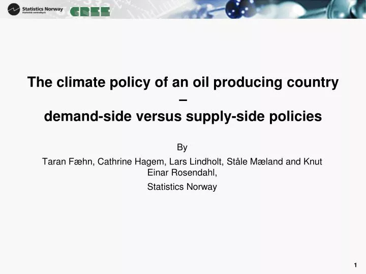 the climate policy of an oil producing country demand side versus supply side policies