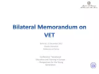 Bilateral Memorandum on VET