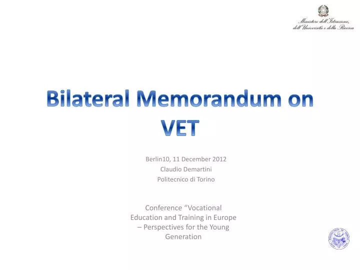 bilateral memorandum on vet