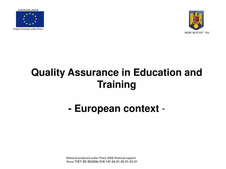 quality assurance in education and training european context