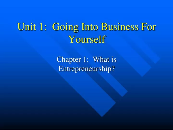 unit 1 going into business for yourself