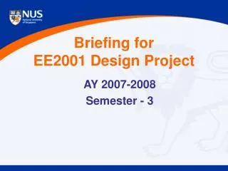 Briefing for EE2001 Design Project