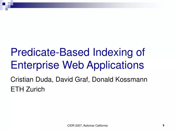 predicate based indexing of enterprise web applications