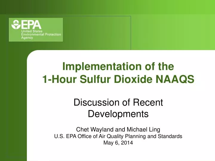 implementation of the 1 hour sulfur dioxide naaqs