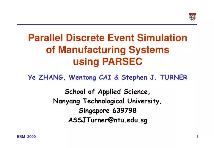 parallel discrete event simulation of manufacturing systems using parsec