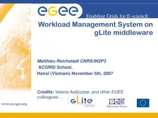 Workload Management System on gLite middleware