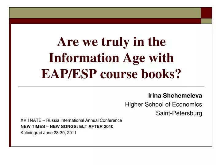 are we truly in the information age with eap esp course books