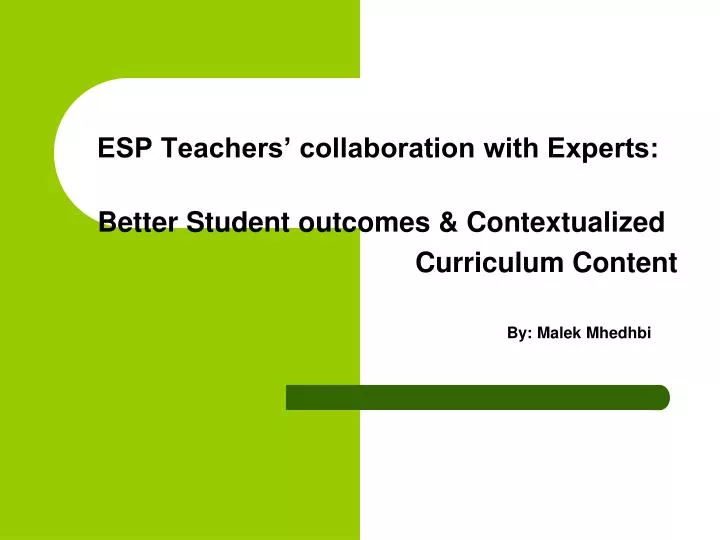 esp teachers collaboration with experts