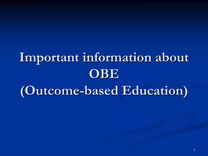 important information about obe outcome based education