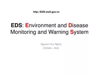 EDS : E nvironment and D isease Monitoring and Warning S ystem