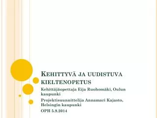 kehittyv ja uudistuva kieltenopetus
