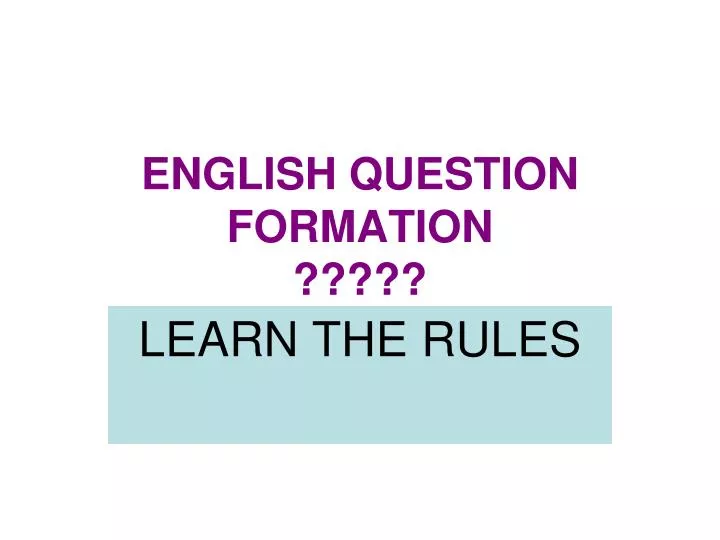 english question formation