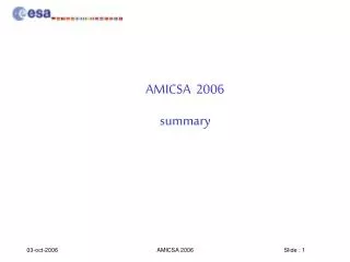 AMICSA 2006 summary