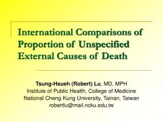 International Comparisons of Proportion of Unspecified External Causes of Death
