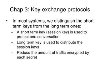 Chap 3: Key exchange protocols