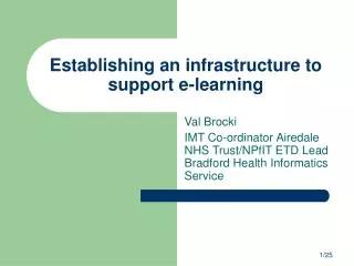 Establishing an infrastructure to support e-learning