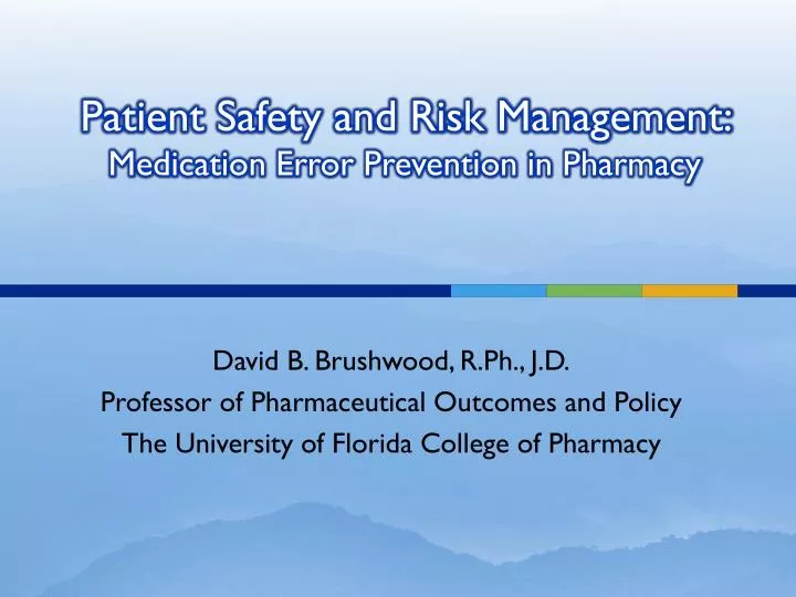 patient safety and risk management medication error prevention in pharmacy