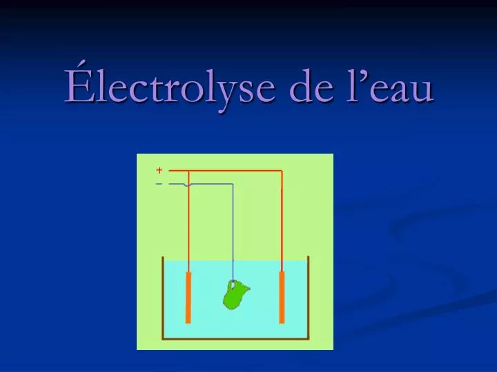 lectrolyse de l eau