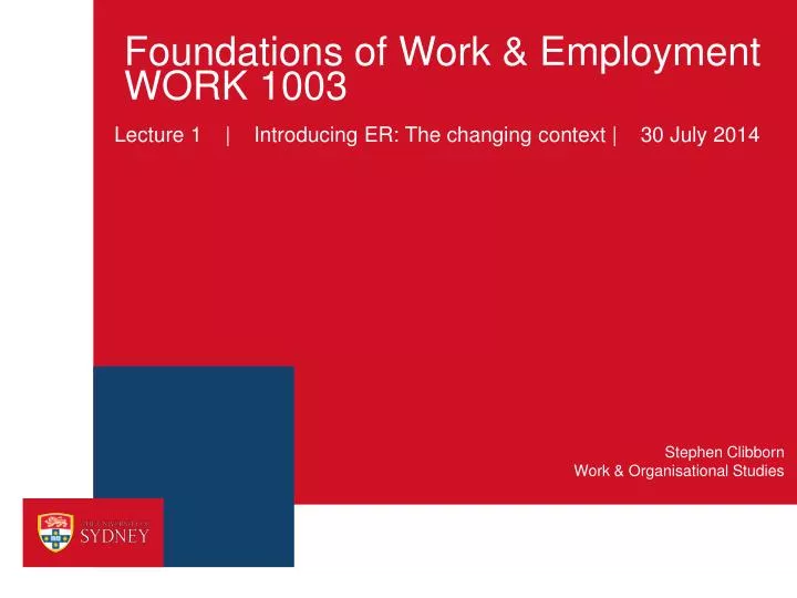 foundations of work employment work 1003