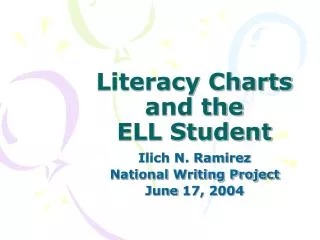 Literacy Charts and the ELL Student
