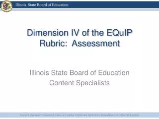 Dimension IV of the EQuIP Rubric: Assessment