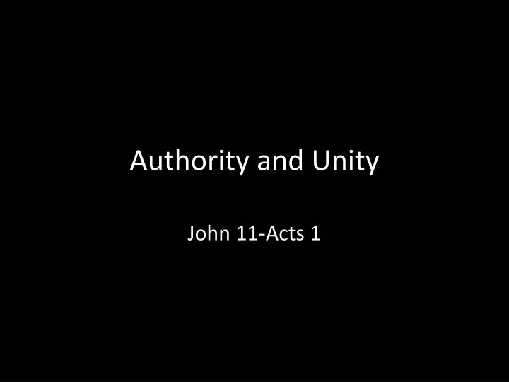 authority and unity