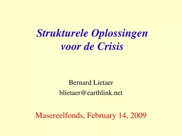 strukturele oplossingen voor de crisis