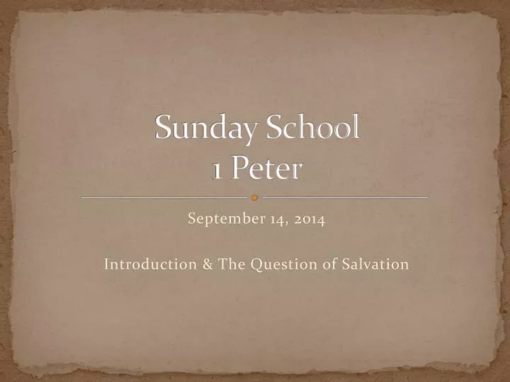 sunday school 1 peter