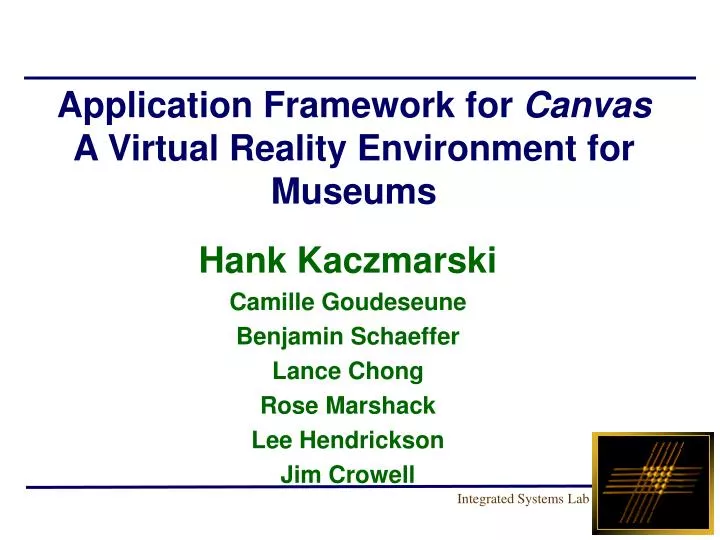 application framework for canvas a virtual reality environment for museums