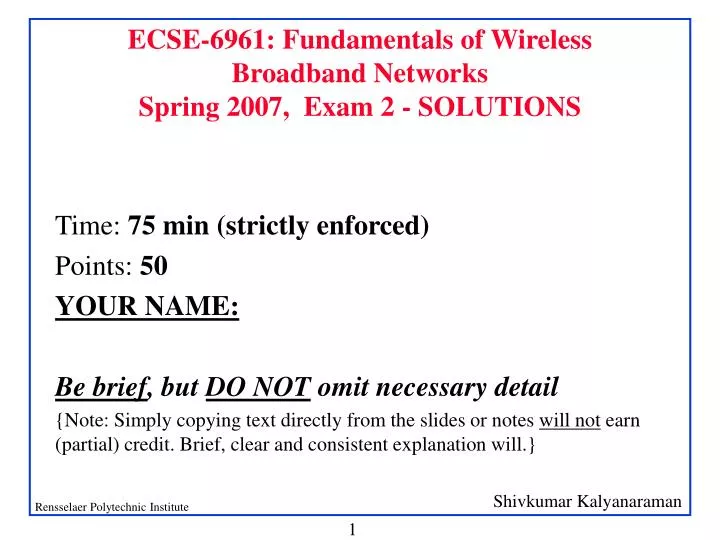 ecse 6961 fundamentals of wireless broadband networks spring 2007 exam 2 solutions