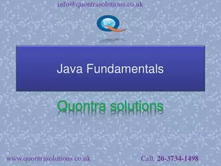 Fundamentals of java by quontra solutions