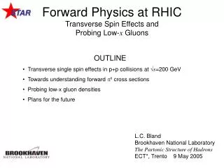 Forward Physics at RHIC Transverse Spin Effects and Probing Low- x Gluons