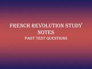 French Revolution Study Notes