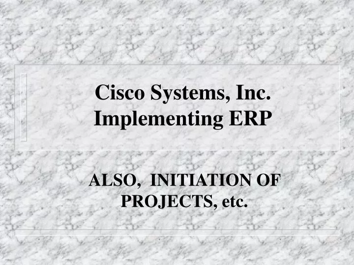 cisco systems inc implementing erp