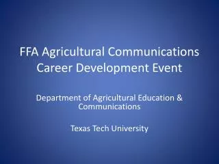 FFA Agricultural Communications Career Development Event