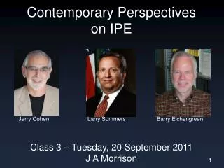 Contemporary Perspectives on IPE