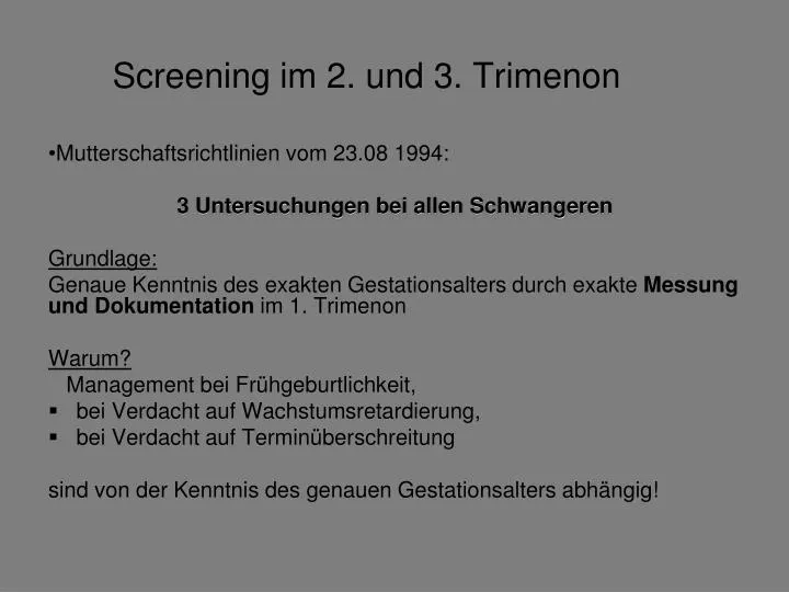 screening im 2 und 3 trimenon
