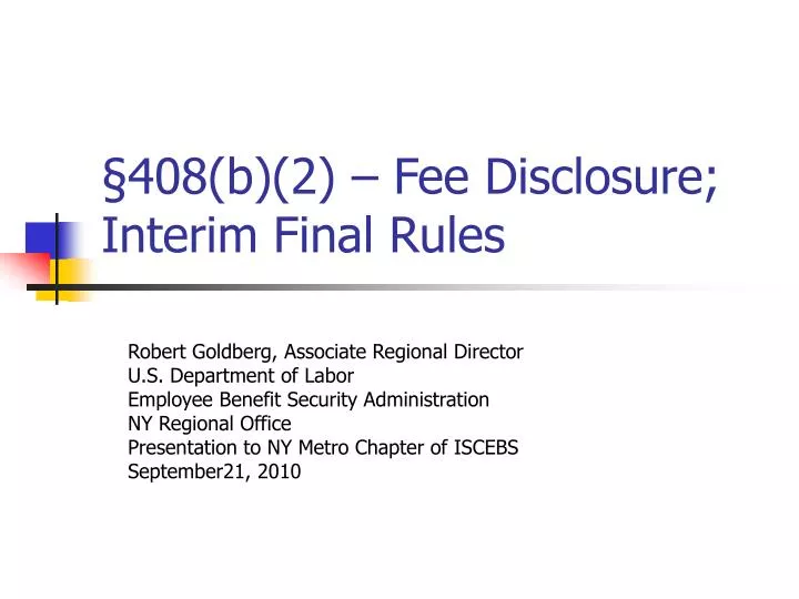 408 b 2 fee disclosure interim final rules
