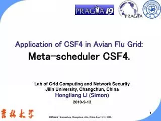 Application of CSF4 in Avian Flu Grid: Meta-scheduler CSF4.
