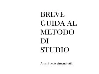 breve guida al metodo di studio
