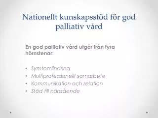 Nationellt kunskapsstöd för god palliativ vård