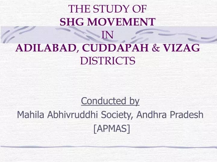 the study of shg movement in adilabad cuddapah vizag districts