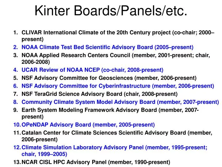 kinter boards panels etc